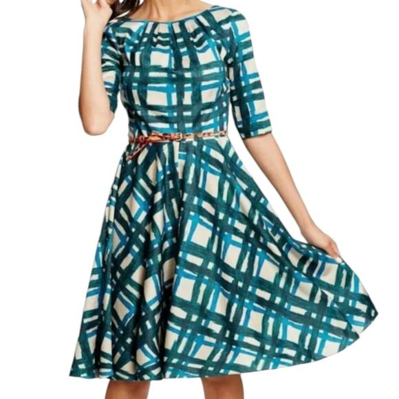 Boden Amy Dress Cotton Lined Sz 8 Short Sleeve Classic Preppy Retro Trad Wife - Picture 1 of 9